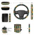 thumbnail image 4 of Garronmavis Aztec Leopard 13 PCS Car Seat Cover Full Set 4 Pieces Car Seat Covers Steering Wheel Cover Keychain Car Trash Bag Car Pouch Organizer Auto Rear View Mirror Covers Universal Fit, 4 of 4