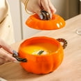 thumbnail image 6 of Pumpkin Soup Bowl, Dutch Oven Pot with Lid, Pumpkin Pottery Dessert Saucepan, Mini Baking Dish Cute Pumpkin Bowl, Covered Stockpot, Pumpkin-Shaped Cookware for Home Thanksgiving Party, 6 of 7