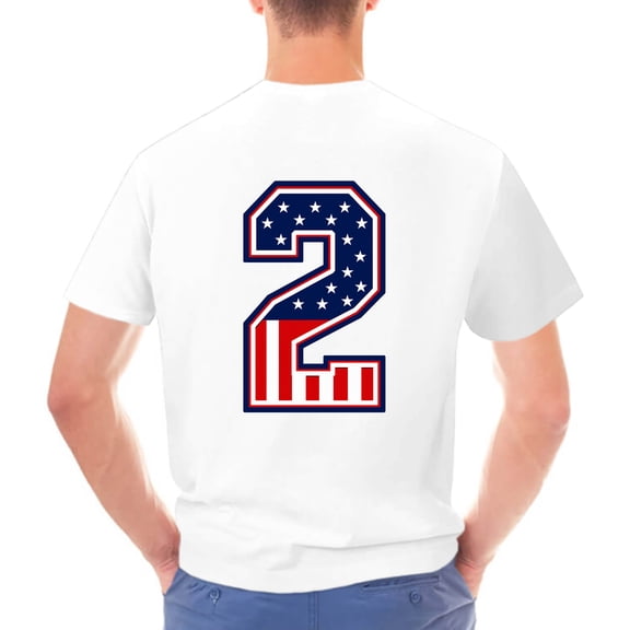 2026 World Cup Game Day Mens T-Shirt, USA Number 2 Flag Graphic Short Sleeve Tee