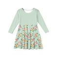 thumbnail image 5 of Inglocry Girls Long Sleeve T-Shirt Dresses Kids Fall A-Line Twirly Skater Dresses Swing Fashion Dress For Girls 5-14 Years Light Green 9-10Y, 5 of 5