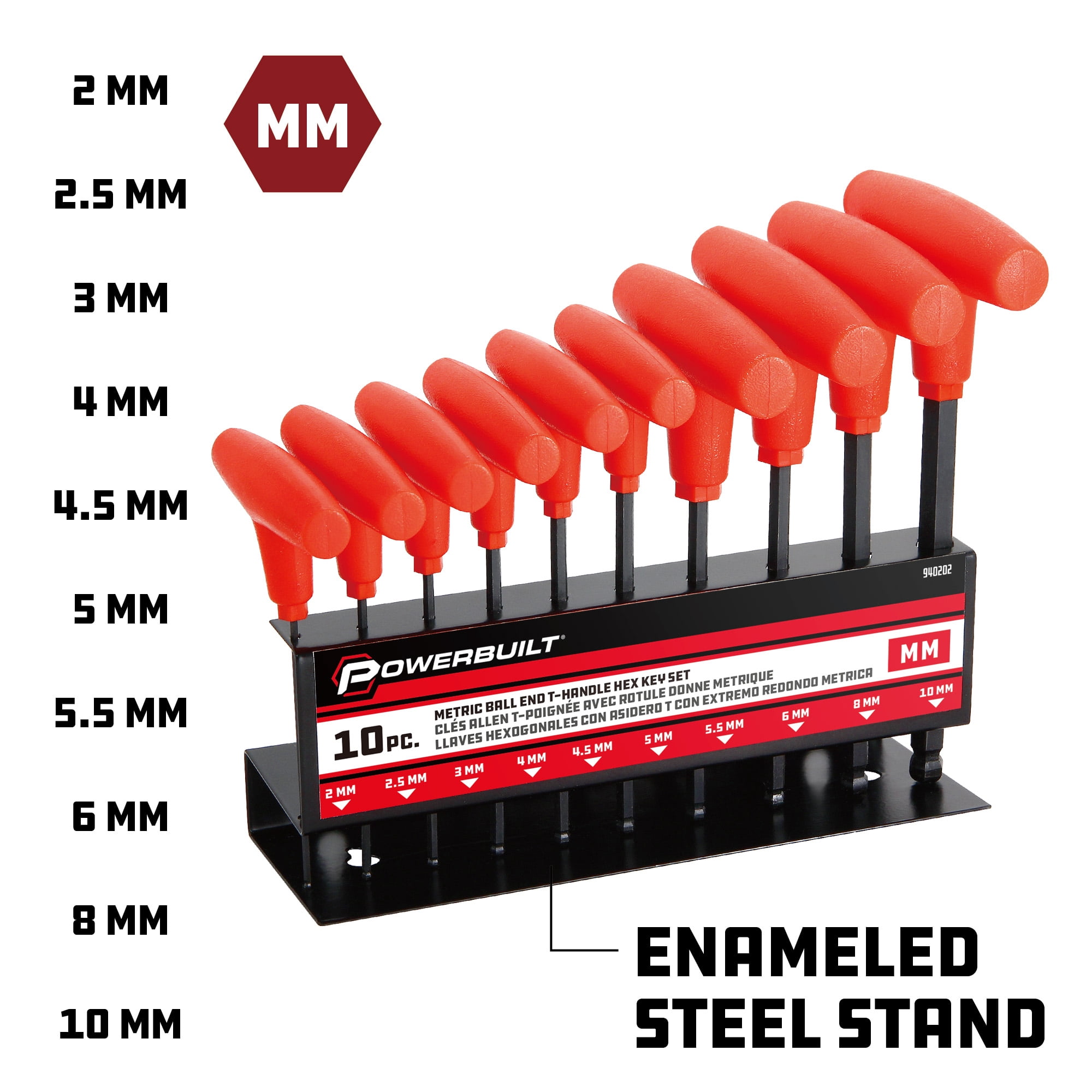 Powerbuilt 10 Piece Metric T-Handle Hex Key Wrench Set - 940202