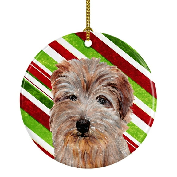 Norfolk Terrier Candy Cane Christmas Ceramic Ornament