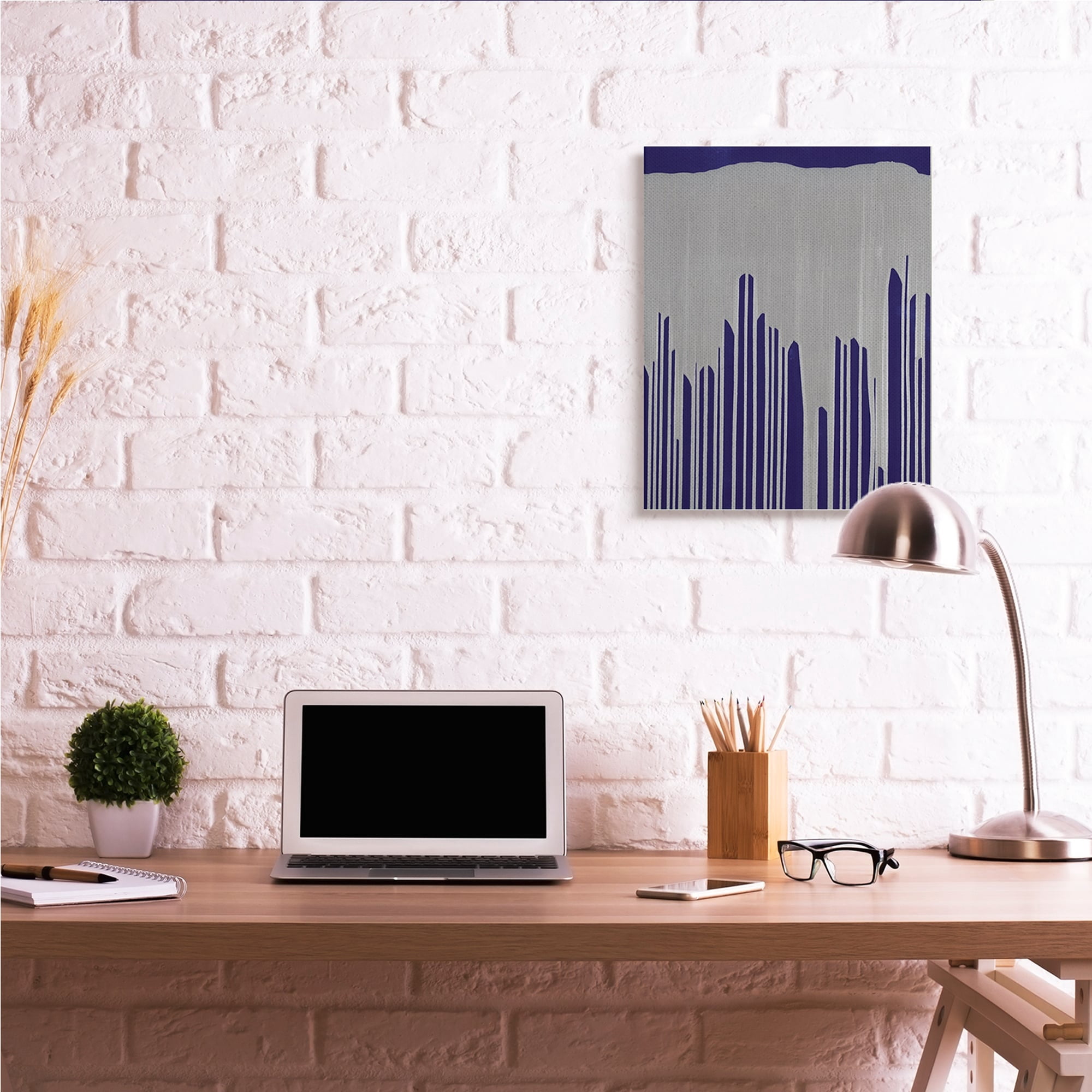 Stupell Industries Industrial Cityscape Abstract Urban Environment Silver Blue,30 x 40,Designed by Jeff Iorillo