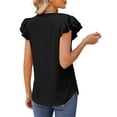 thumbnail image 5 of UVN Tank Tops for Women Summer Ruffle Short Sleeve Shirts Ladies Dressy Casual V Neck Blouses, 5 of 7