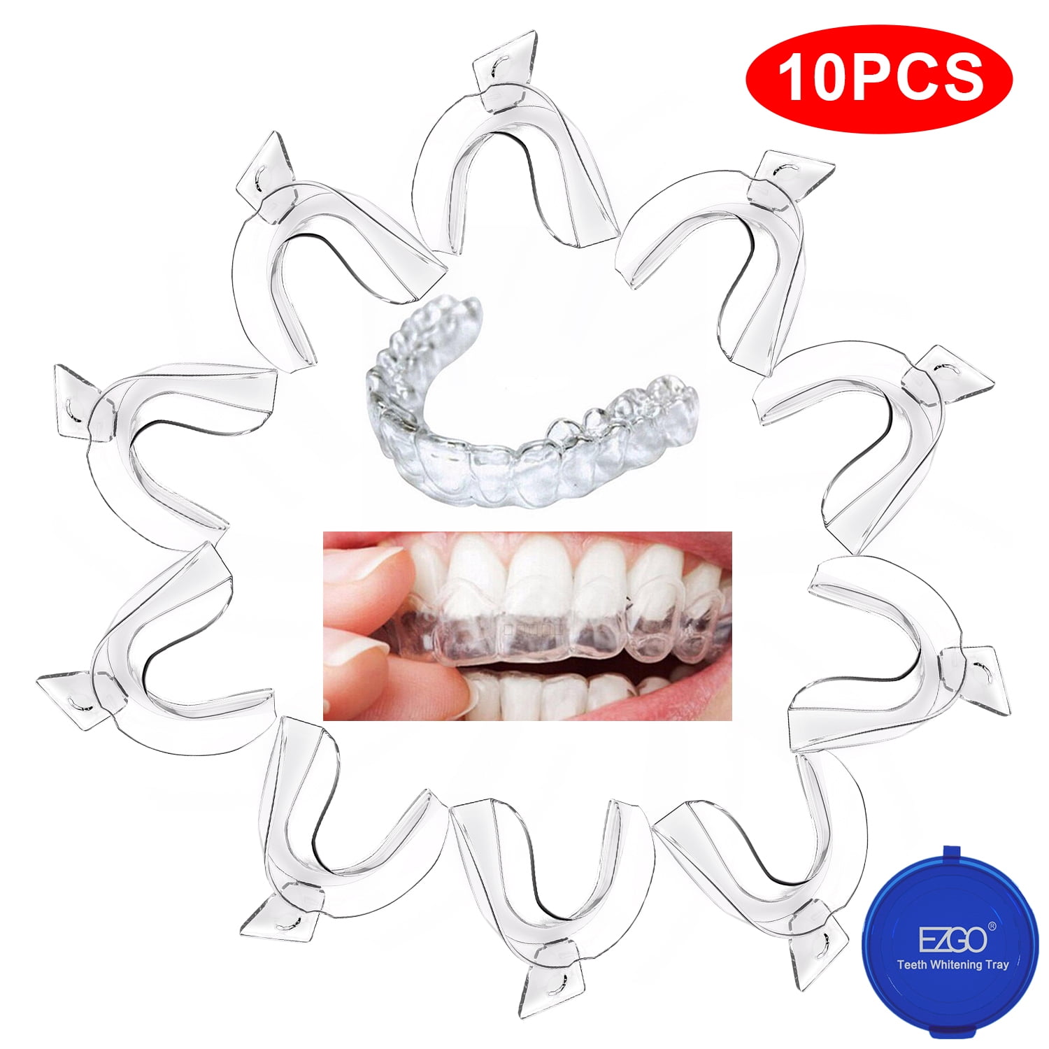 EZGO 10PCS Thermoforming Moldable Teeth Whitening Trays Moldable Tooth  Whitener Mouth Guard Tray with Blue Case - Walmart.com in 2023