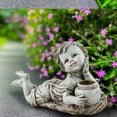 thumbnail image 2 of Solar Resin Boy Garden Statue - Handmade, Weatherproof, for Outdoor Gardens, Patio & Memorial Decoration, 2 of 8