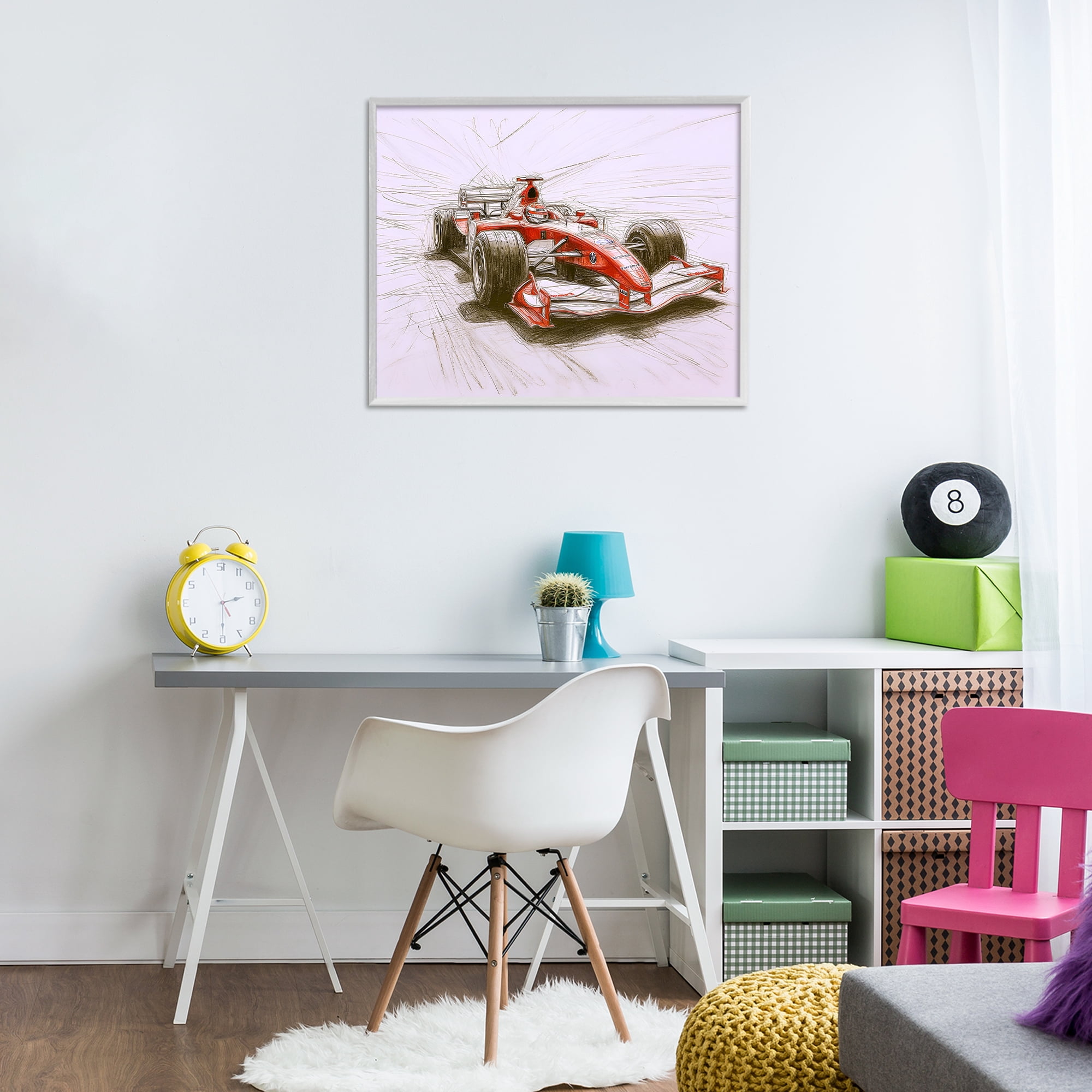 Stupell Industries Sketched Race Car Concept White Framed Giclee Art, design by Steve Hunziker