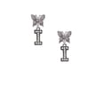 thumbnail image 2 of Delight Jewelry Black Nickeltone Crystal Initial - I - Beaded Border - Silvertone Antiqued Butterfly Post Earrings, 2 of 4