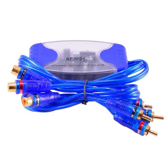 HUGFEGWE Car Amplifier Noise Filter,4 Channel RCA Ground Loop Isolator, Ground Loop Noise Isolator, Line Noise Filter Eliminator 50W (Blue) CJB91-1436
