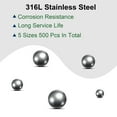 thumbnail image 2 of Uxcell 1/4" 7/32" 3/16" 5/32" 1/8" 5 Size Bearing Balls Assortment with Storage Box 500 Pack 316L Stainless Steel, 2 of 3