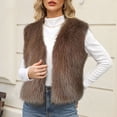 thumbnail image 2 of Dazajoo Womens Faux Fur Vest Fuzzy Sleeveless Open Front Cardigan Winter Warm Fluffy Jacket Coat,Coffee,XXXL, 2 of 7