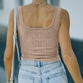 thumbnail image 4 of Women Tank Top Sleeveless Basic Fitted Crop Top Buttons Shirts Summer Slim Tee Top, 4 of 8