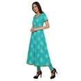 thumbnail image 2 of Moomaya Long Cotton Printed Short Sleeve Front Slit Tunic Dresses For Women, 2 of 6