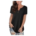thumbnail image 2 of Exrradully Women's Plus Size Tunic Tops T Shirt Floral Casual Short Sleeve Blouse T-shirt Black, 2 of 9