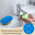 thumbnail image 4 of Juego de 3 platos de jabón pequeños, soporte de jabón de silicona en forma ovalada con agujeros para ducha, baño (azul), 4 of 5