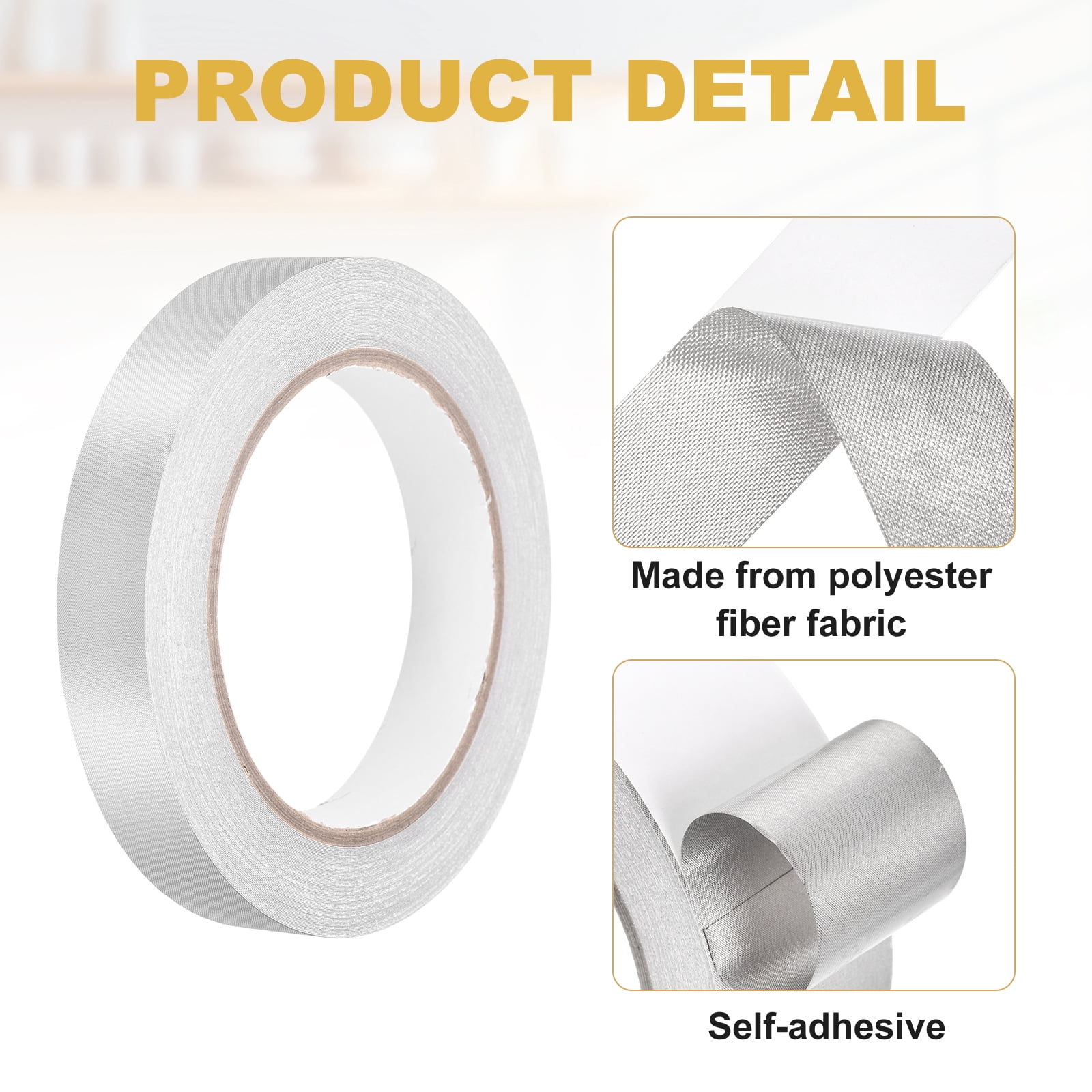 Uxcell 2pcs Faraday Fabric Tape (0.8" x 65 ft x 0.1mm) Double Conductive High Temp Cloth Tape for Electrical Connection EMI Shielding Wire Harness Wrap ESD Grounding Display Repair