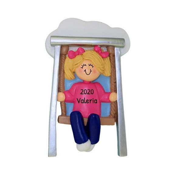 Ornaments by Elves Personalized Toddler Christmas Ornament 2024 - Blonde Girl Swing Playground Decor