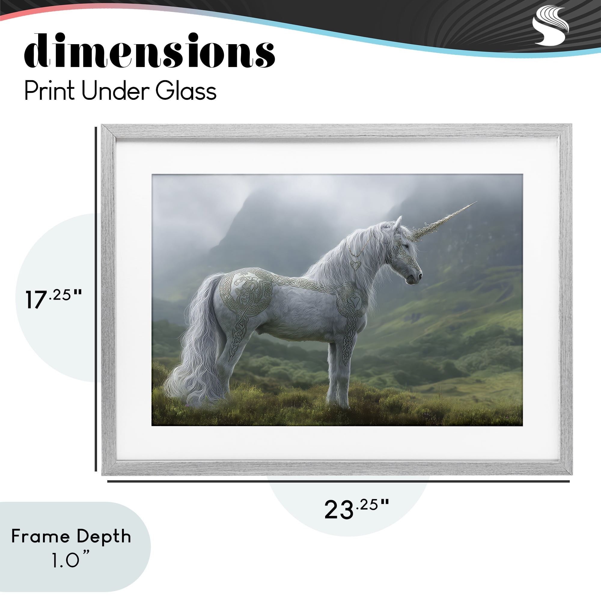 Stupell Industries Elegant Celtic Unicorn Gray Framed Print Under Glass, design by The Wands Want