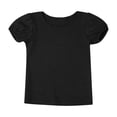 thumbnail image 3 of Nyeemya Kids Girls Soft Cotton Basic T-shirt Summer Round Neck Puff Short Sleeve Solid Color Tee Black 4T, 3 of 5