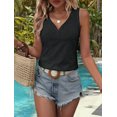 thumbnail image 3 of Button Embroidered Eyelet Tank Top Black XXL, 3 of 8