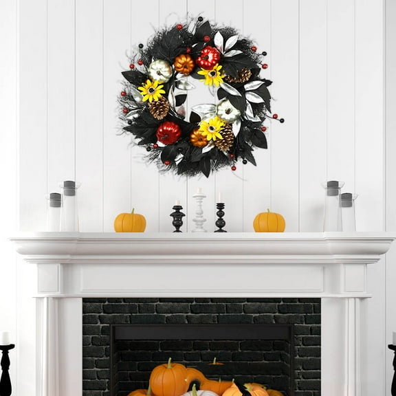 sruoe Halloween Decorations, Halloween Wreaths for Front Door, Artificial Wreaths, Indoor Outdoor Halloween Decor, Halloween Simulation Decorative Wreath Door Wall Party Decor