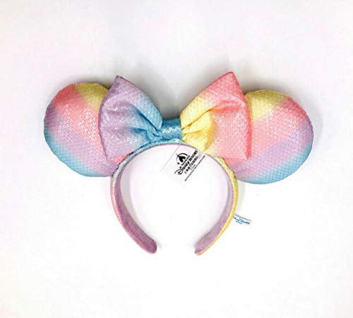 Disney Park Minnie Mouse Ears Mickey Rainbow Bow Sequins Disneyland Headband 