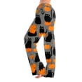 thumbnail image 2 of Zydvens Women Halloween Pajama Pants Wide Leg Lounge Wear with Pockets Soft Elastic Waist Drawstring Sleepwear Bottoms Cute Cartoon Cat Pumpkin Costume Cosplay Party S-3XL, 2 of 7
