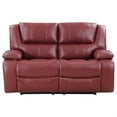 thumbnail image 2 of Mila 62 Inch Modern Manual Recliner Loveseat- 3 Seater- Red Faux Leather, 2 of 9