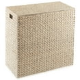 thumbnail image 4 of Casafield 2-Section Laundry Hamper with Lid and Removable Liner Bags - Whitewash White, Woven Water Hyacinth Laundry Basket for Clothes, 4 of 7