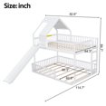 thumbnail image 3 of Full XL over Queen Floor House Bunk Bed with Slide & Built in Ladder, Kids/Teens Wood Bed Frame with Bedside Small Bookshelf, 3 of 8