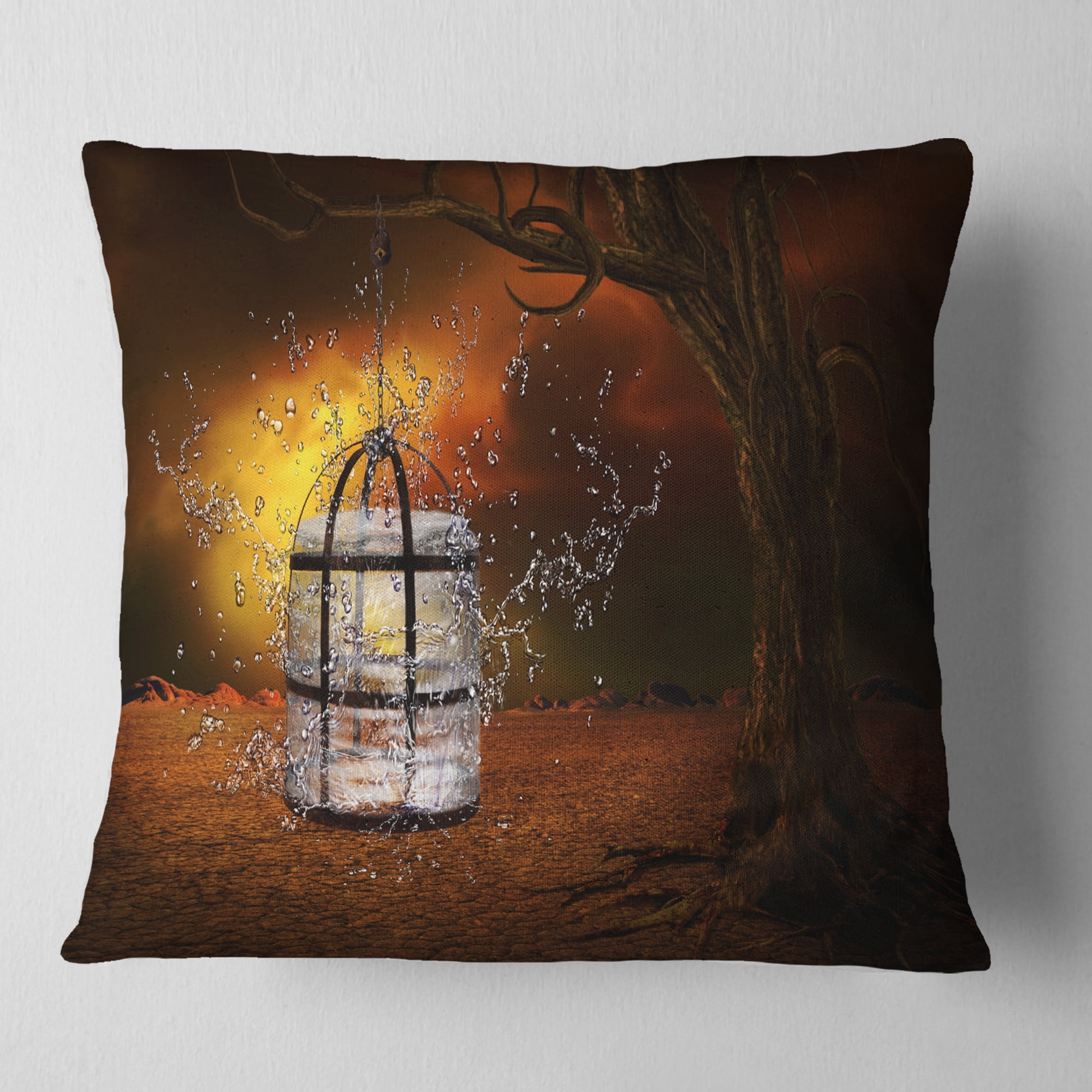 Designart Water Locked Cage - Abstract Throw Pillow - 18x18