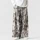 thumbnail image 4 of Ceisia Men Solid Color Multi Pocket Linen Workwear Pants Loose Wide Gift Leg Casual Trousers, 4 of 7