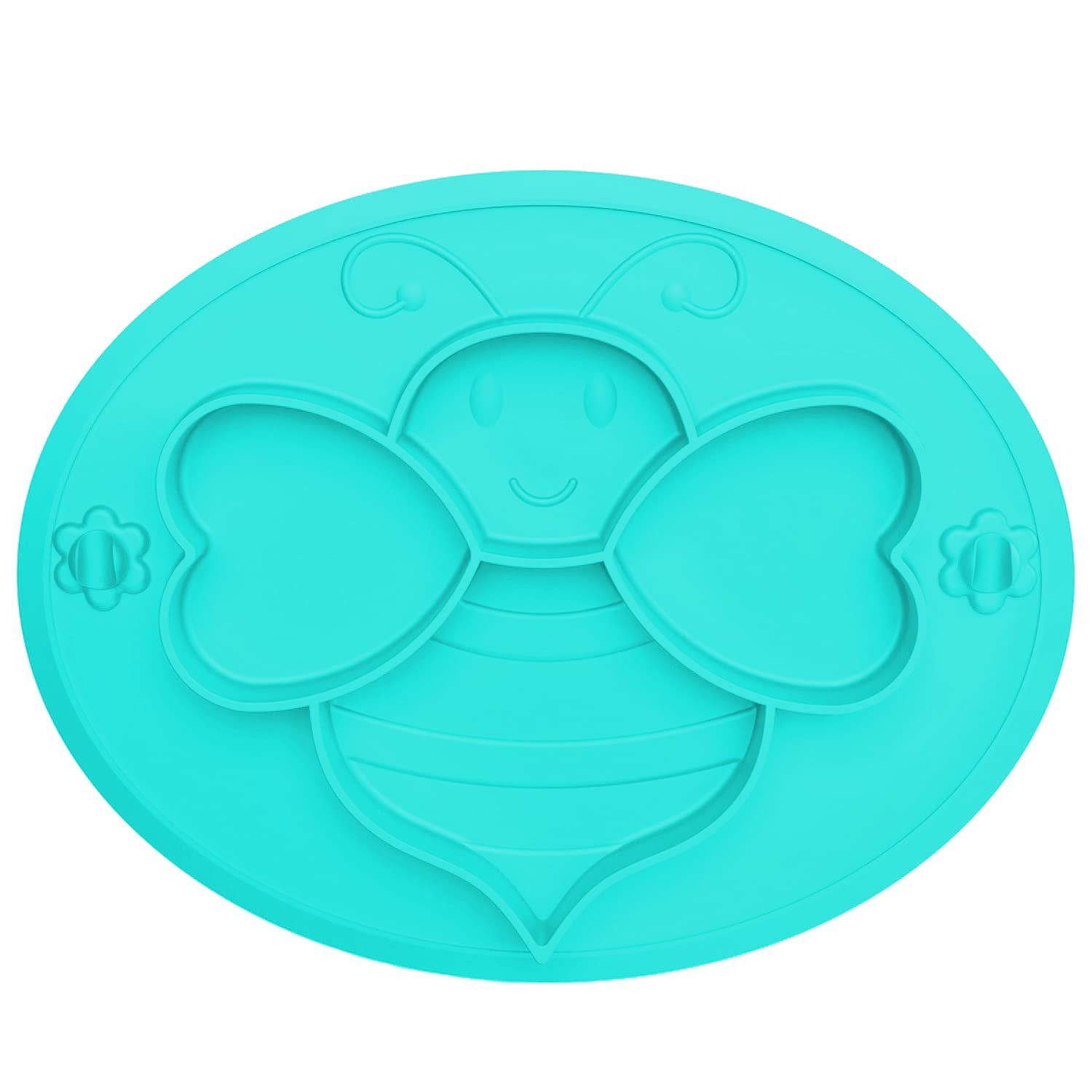 Non-Slip BPA-Free Light Green,Bee Shape Toddler Silicone Suction Plates Unbreakable Portable Dinner Toddler Plates Kids Plates Divided Bee Design Plate for Baby Kids Toddler Food 