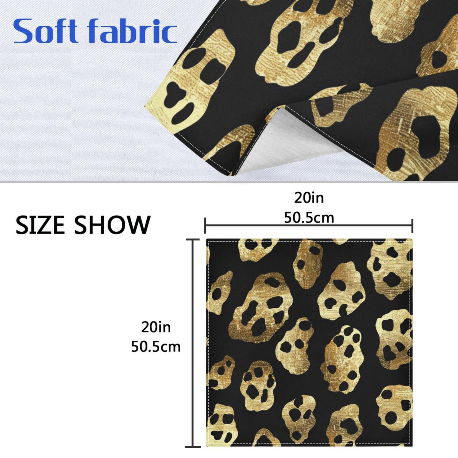 JSTEL Golden Cheetah Leopard Print Cloth Napkins Set of 6, 20x20 Inch Washable and Reusable Napkin for Decoupage Dinner Party Everyday Use