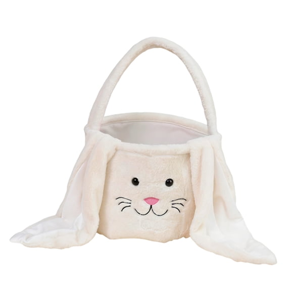 Plush Easter Bunny Basket Bags for Kids, Rabbit Bucket Tote with Long Fluffy Ears, Cute Egg Hunts Party Storage Candy Gifts Carry Bucket Decorations