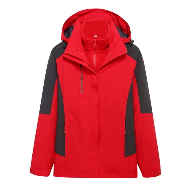 EQWLJWE Women'S Ski Jacket 3 In 1 Waterproof Winter Jacket Detachable Cap Snow Jacket Windproof Hooded With Inner Warm Thickened Insulation Mountaineering Suit Raincoat for Women Plus Size Clearance