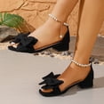 thumbnail image 4 of Women's Ankle Strap Wedding Party Dress Shoes Women Open Toe Low Chunky Short Heels Sandals Casual Round Toe Pearl Chain Buckle Sandals, 4 of 9