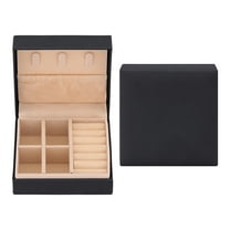 REGALWOVEN Travel Jewelry Box for Women Birthday Gifts, Small Portable PU Leather Jewelry Organizer Case Storage Display Holder Black 3.5*3.5*1.5in