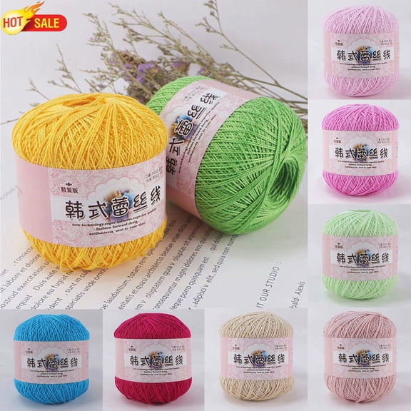 Fine Mercerized Lace Ball Cotton Yarn for Crocheting & Knitting, Soft Thin DIY Hand‑Weaving Thread 355 Yards Length, 1.76oz Yarn for Hat Scarf Doll Table Mat Bag Craft Project for Beginner