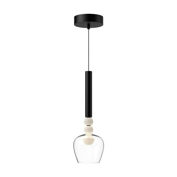 PD30501-BK/CL-Kuzco Lighting-Rise - 14W LED Pendant-17 Inches Tall and 5.75 Inches Wide-Black Finish