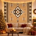 thumbnail image 2 of Southwestern Geometric Diamond on Tan Background, Cozy Boho for Pattern Lovers, Abstract Ethnic Art Decor, Housewarming Gift, Tapestry Wall Hanging for Living Room and Bedroom, 2 of 6