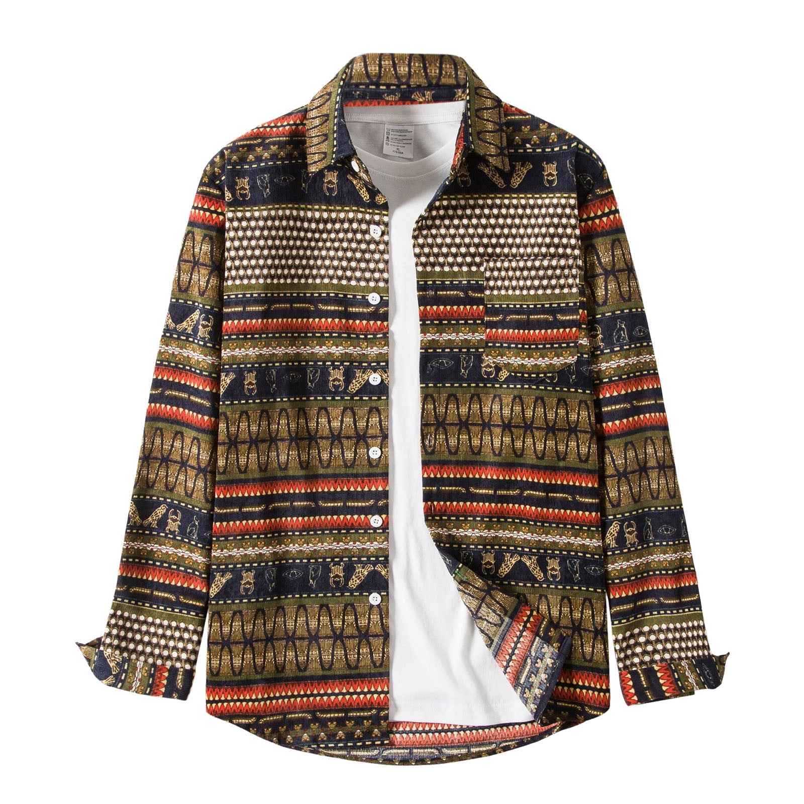 LYXSSBYX Mens Flannel Shirts Clearance Men's Printed Lapel Fashion Printed Shirt Jacket