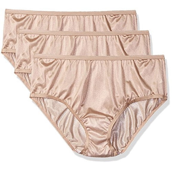 Shadowline Women's Plus-Size Panties-Nylon Hipster (3 Pack), Nude, 8