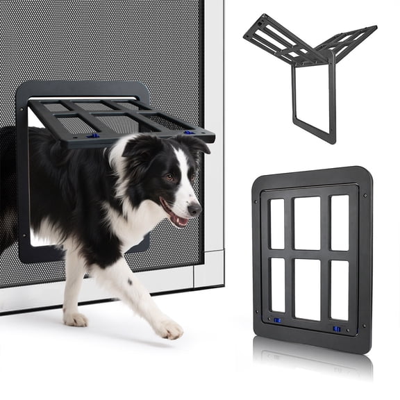 NAMSAN Pet Screen Door for Sliding Door Cat Doggy, Magnetic Auto Closing, Double-Sided Lockable, Black