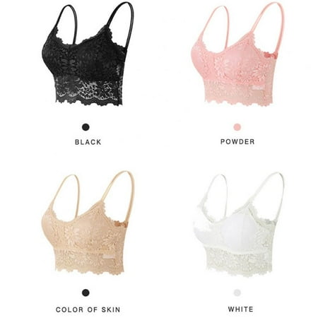 

4 Pcs Lace Bralettes for Women Bralette Padded Lace Bandeau Bra