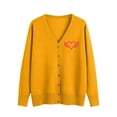 thumbnail image 2 of Aobny Cardigan Fall Sweaters for Women 2025 Button Down Chunky Yellow Long Sleeve Shirts V-Neck Heart Women Clothing,XL, 2 of 5