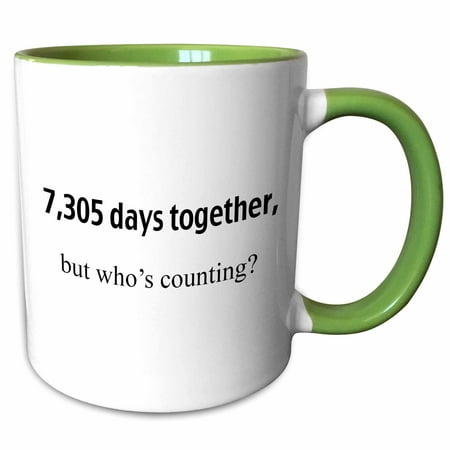

3dRose 7 305 days together but whos counting - Two Tone Green Mug 11-ounce