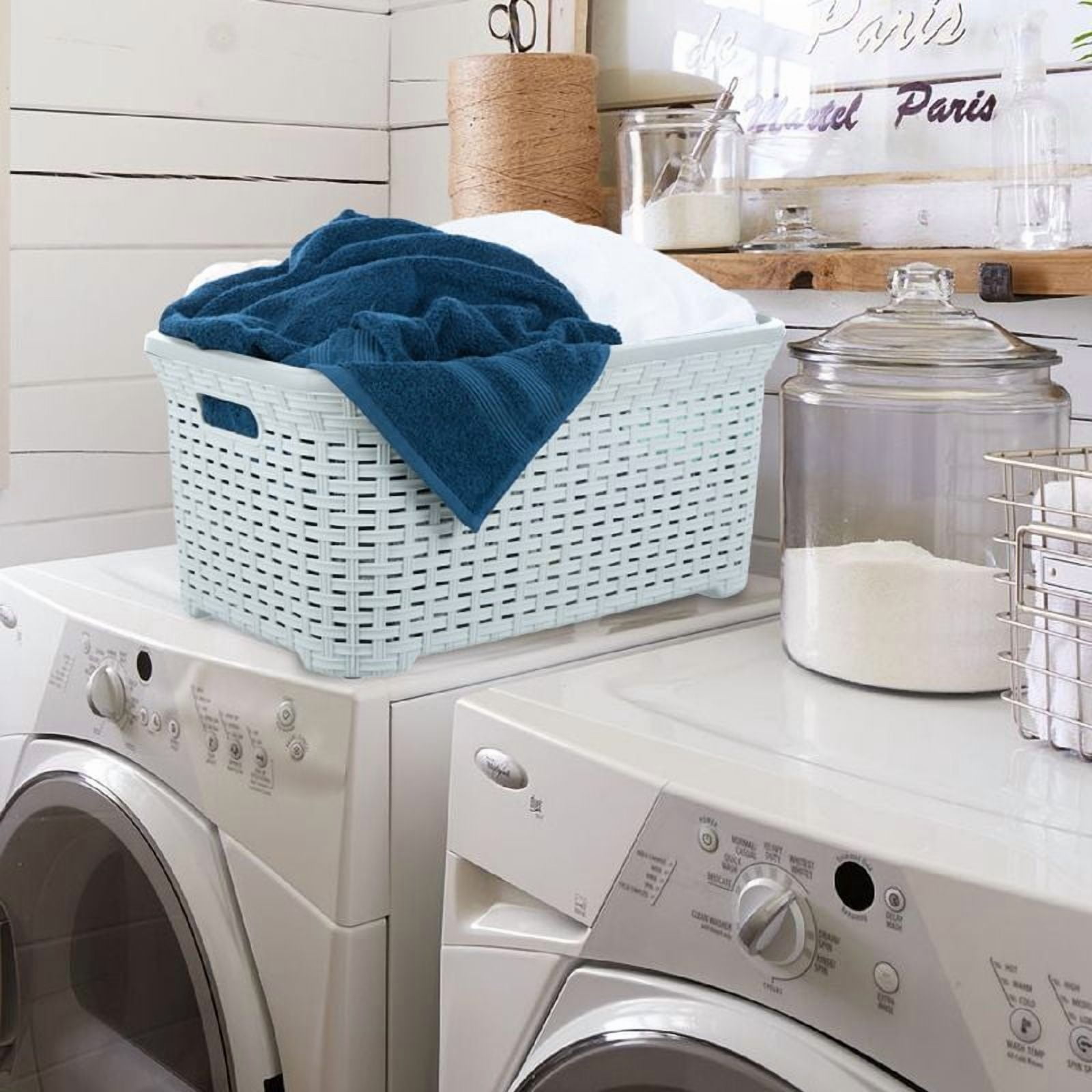 Superio Wicker Style Laundry Basket with Cutout Handles, Perforated Laundry Basket, Dirty Clothes Hamper for Laundry, Bathroom, Bedroom – 50 Liter, 1.4 Bushel