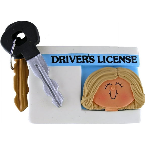 License Female Blonde Personalized  Christmas Ornament DO-IT-YOURSELF