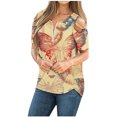 thumbnail image 1 of Pompotops Femmes Été Impression Manches Courtes Bretelles Froid Épaule T-Shirt Tops Chemisiers, 1 of 5